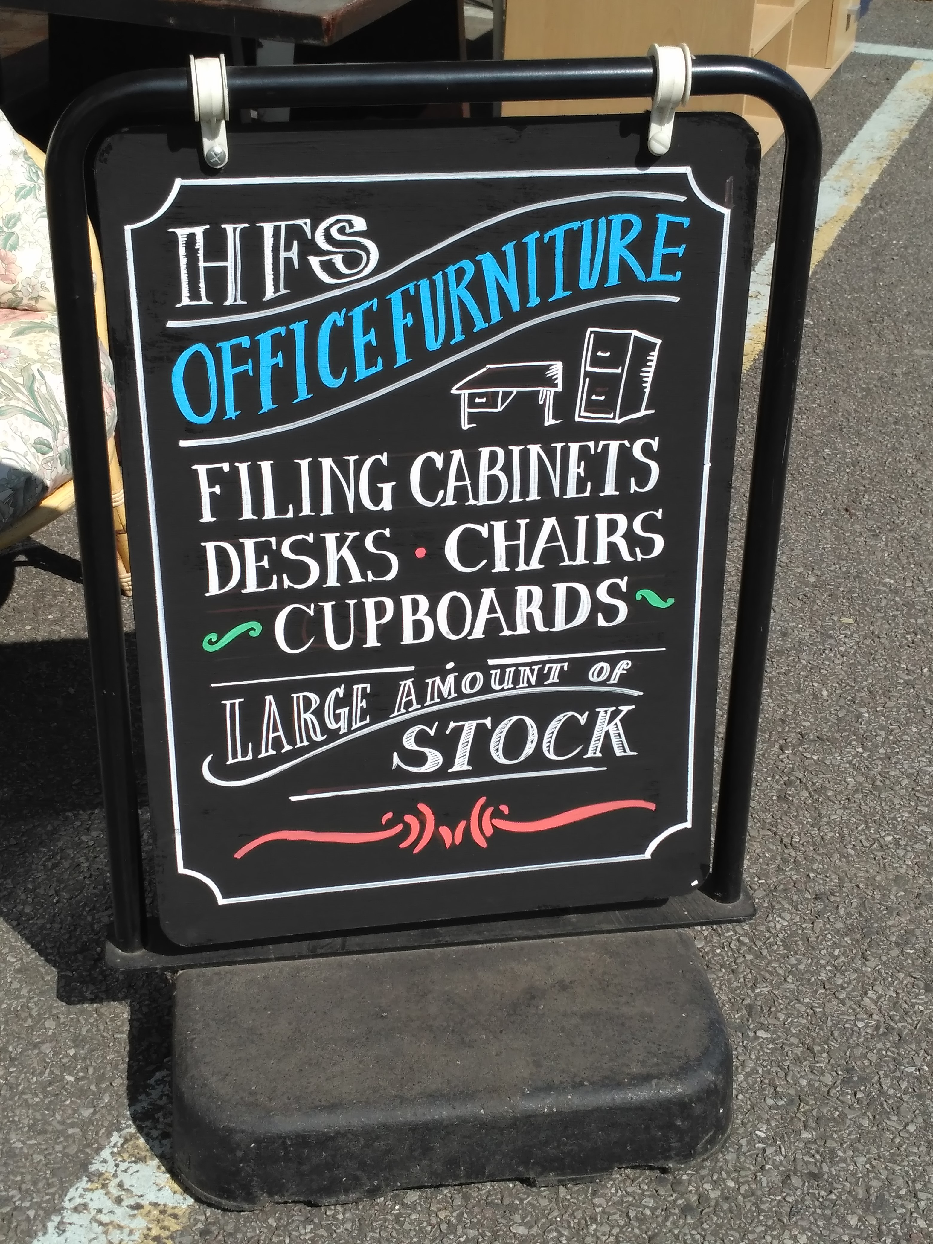 office furniture sign at HFS Bexhill