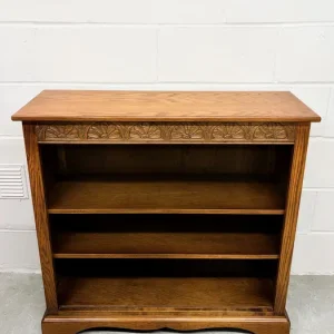 Small Solid Oak Bookcase with Carving