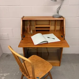 Mid Century Herbert E Gibbs Teak Bureau and Display Cabinet