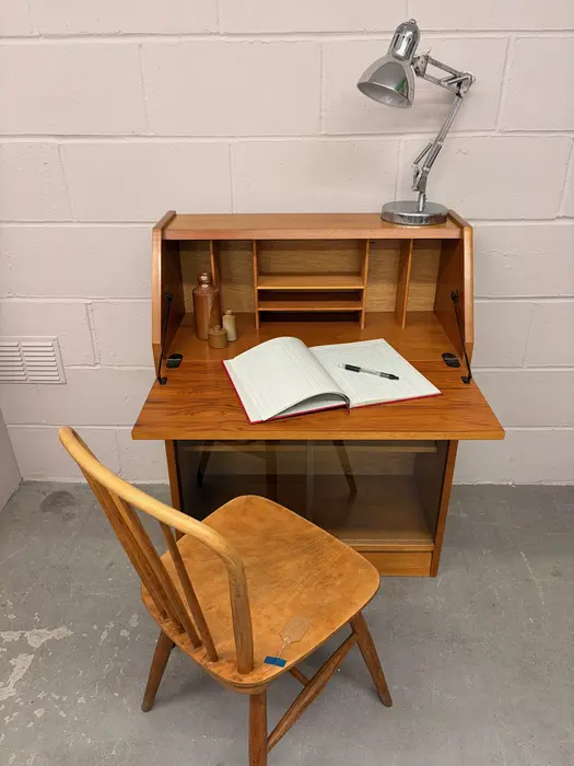 Mid Century Herbert E Gibbs Teak Bureau and Display Cabinet