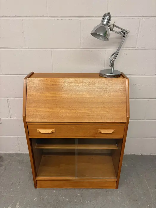 Mid Century Herbert E Gibbs Teak Bureau and Display Cabinet - Image 4