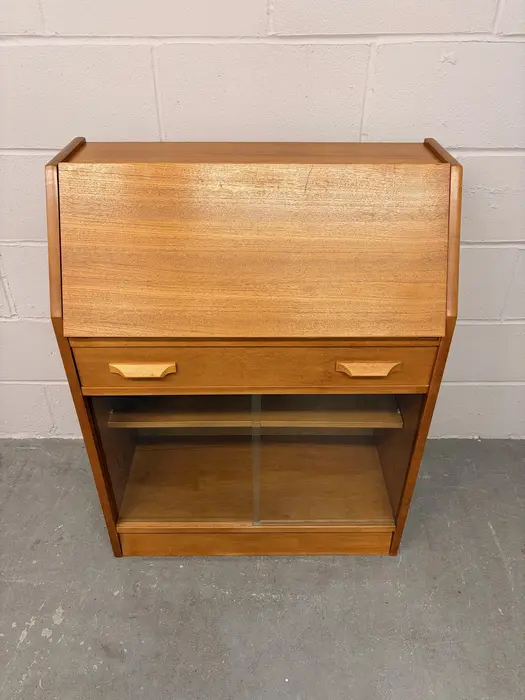 Mid Century Herbert E Gibbs Teak Bureau and Display Cabinet - Image 5