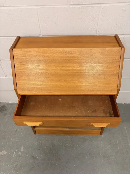Mid Century Herbert E Gibbs Teak Bureau and Display Cabinet - Image 8