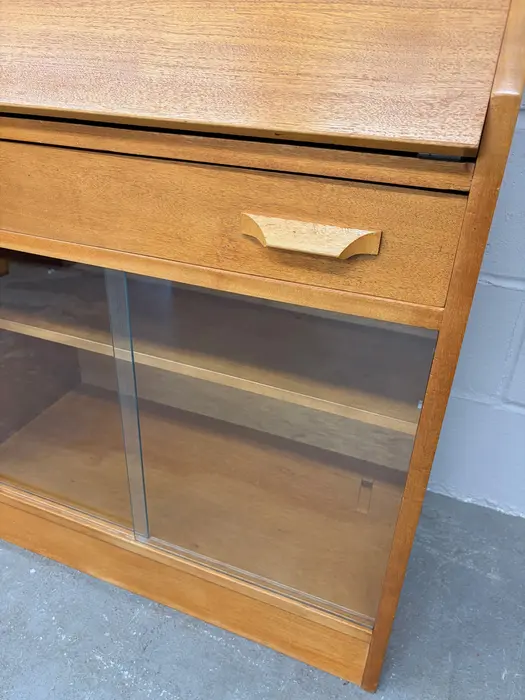 Mid Century Herbert E Gibbs Teak Bureau and Display Cabinet - Image 9