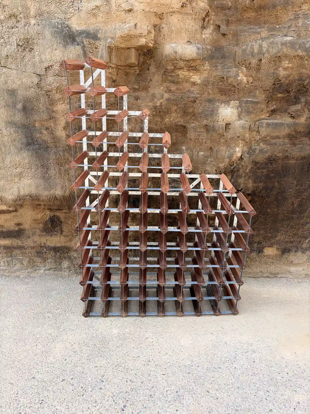 Cranville Pine and Galvanized metal Vintage wine rack for up to 70 bottles - Image 6