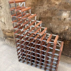 Cranville Pine and Galvanized metal Vintage wine rack for up to 70 bottles