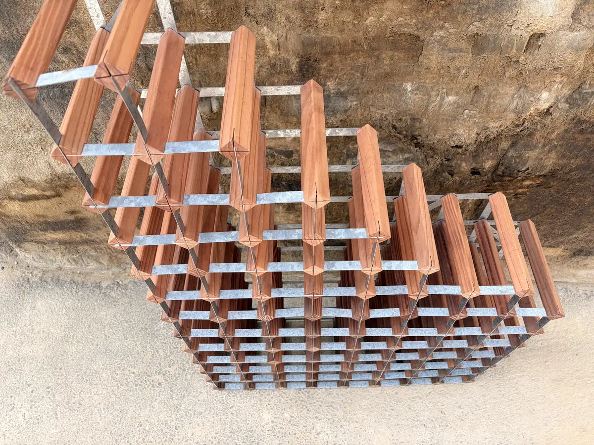 Cranville Pine and Galvanized metal Vintage wine rack for up to 70 bottles - Image 3