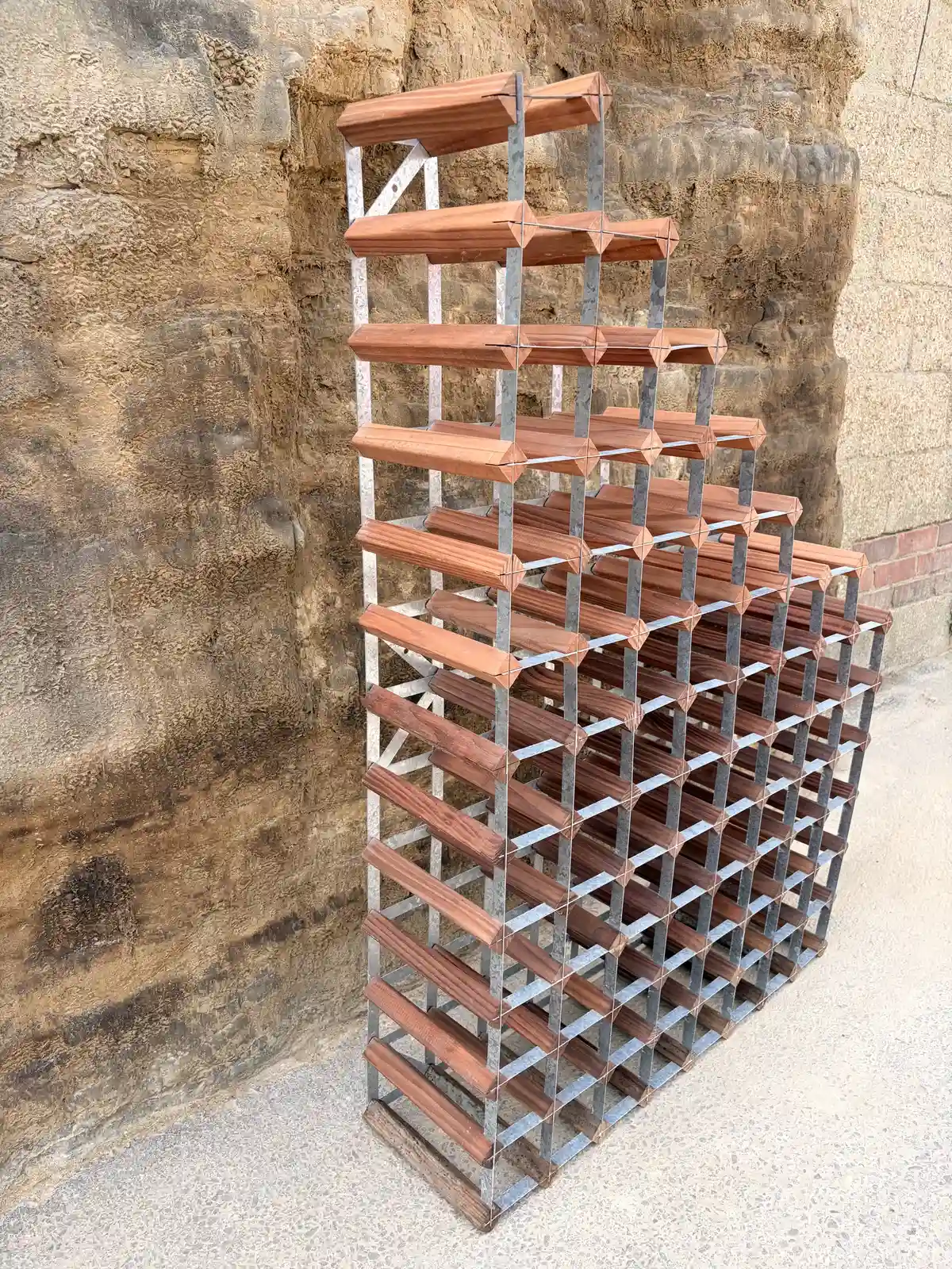 Cranville Pine and Galvanized metal Vintage wine rack for up to 70 bottles - Image 2