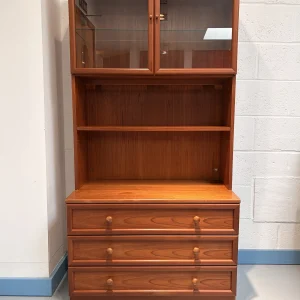 G Plan wall unit with glazed cupboard and drawers