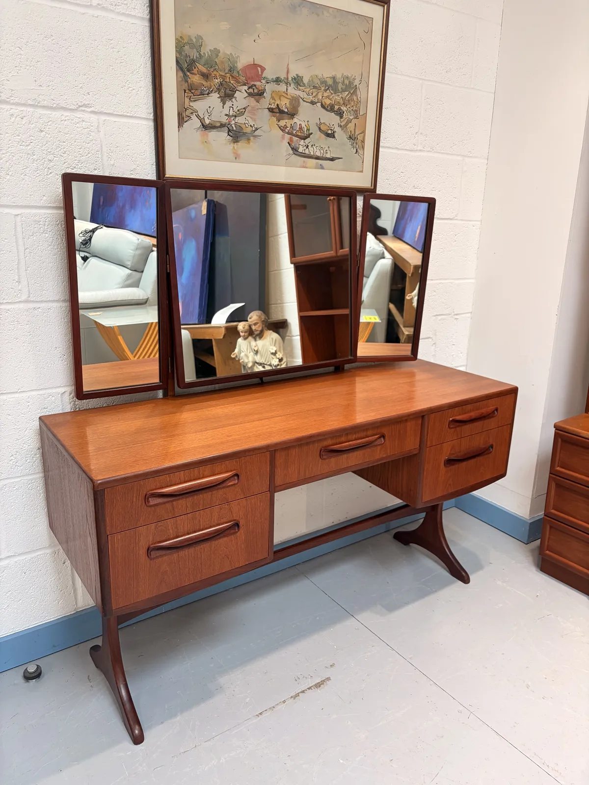 Mid Century G-Plan Fresco Teak Dressing Table with Mirrors - 1310c