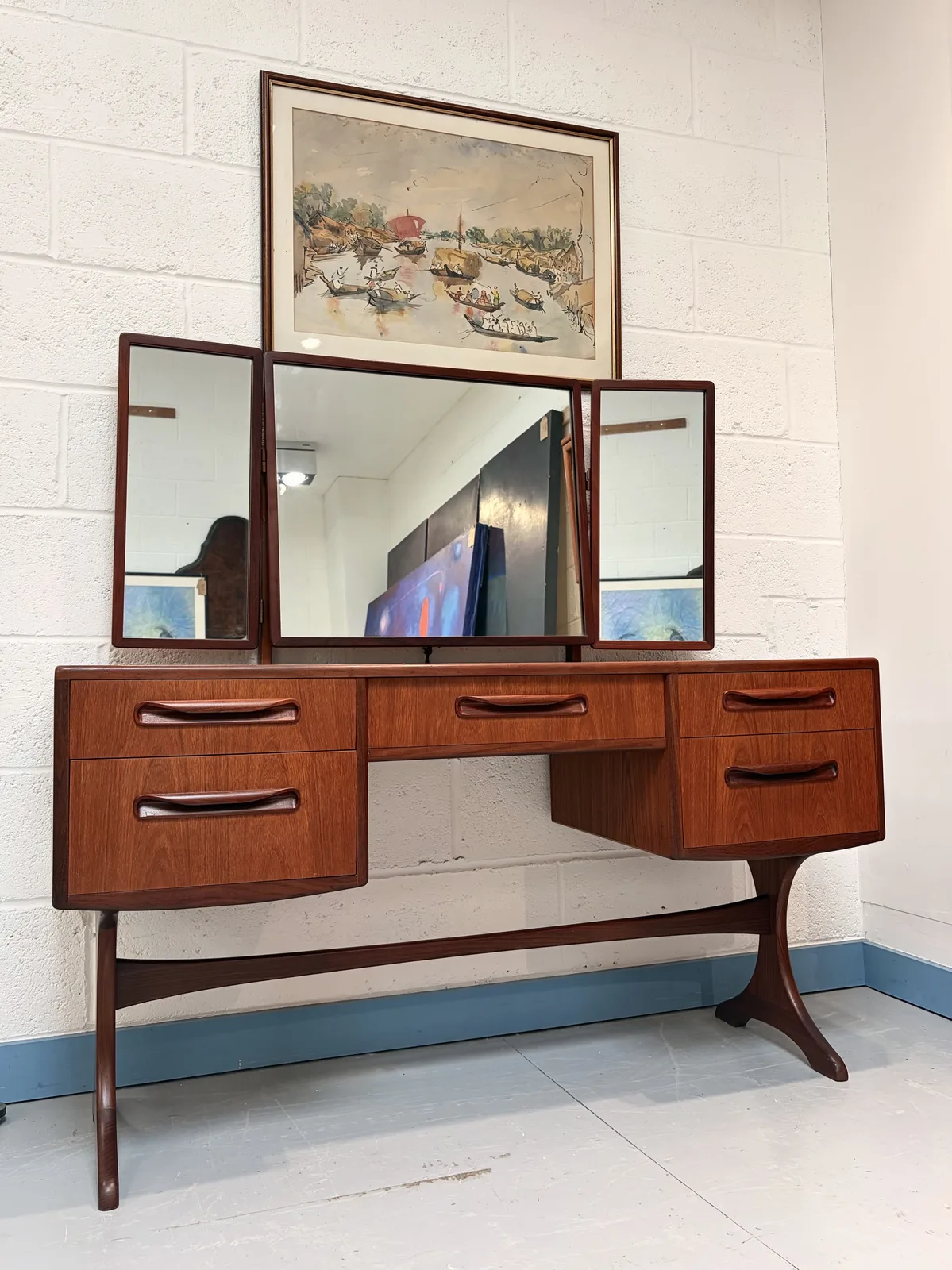 Mid Century G-Plan Fresco Teak Dressing Table with Mirrors - 1310c - Image 3