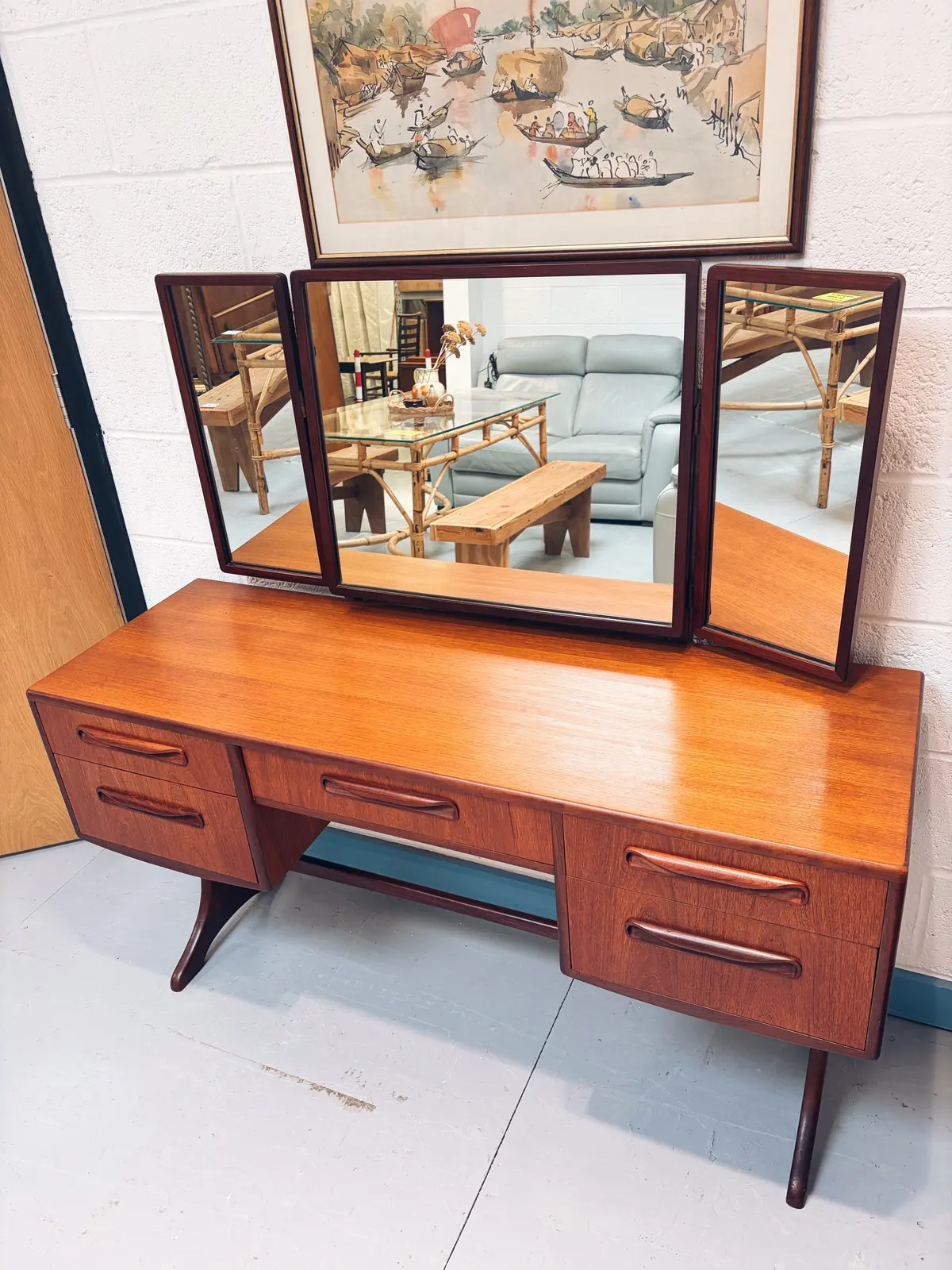 Mid Century G-Plan Fresco Teak Dressing Table with Mirrors - 1310c - Image 15