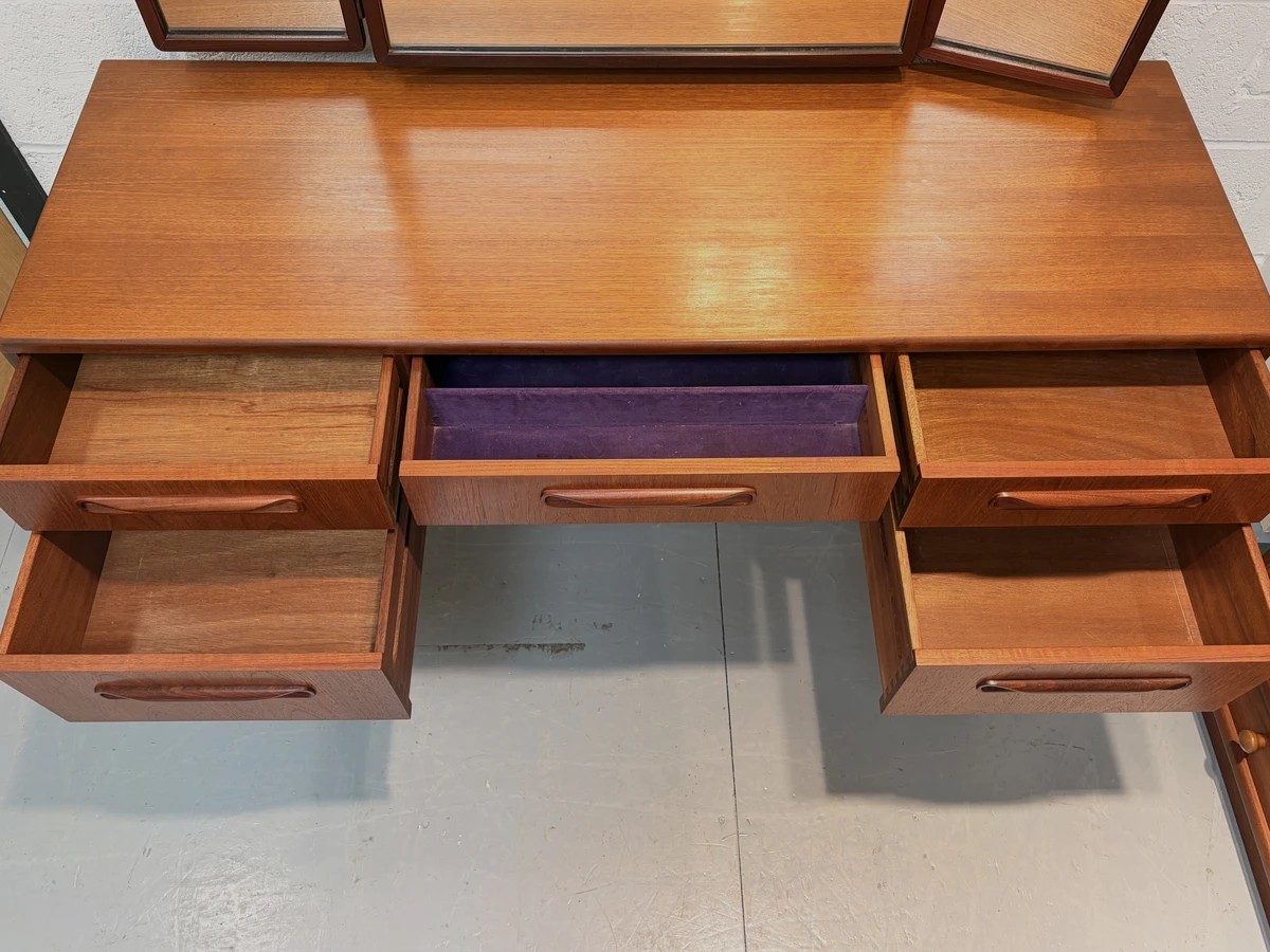 Mid Century G-Plan Fresco Teak Dressing Table with Mirrors - 1310c - Image 10