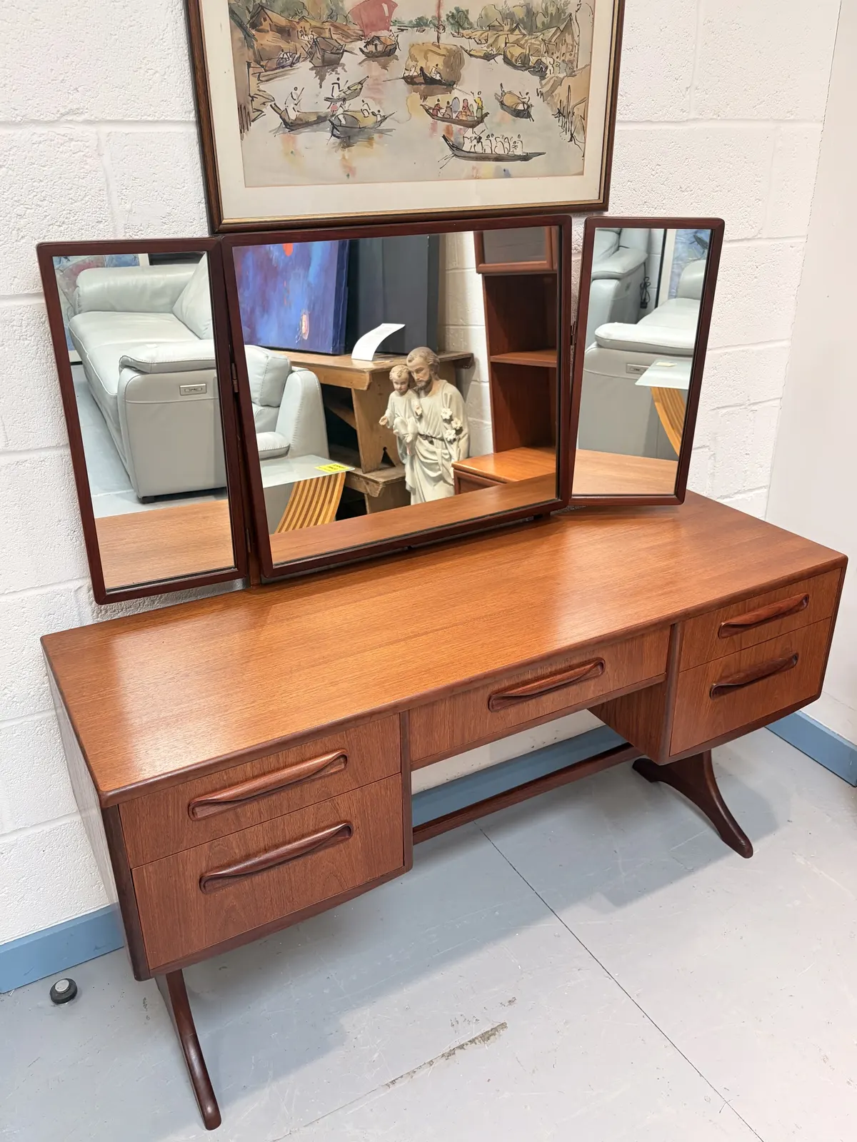 Mid Century G-Plan Fresco Teak Dressing Table with Mirrors - 1310c - Image 2