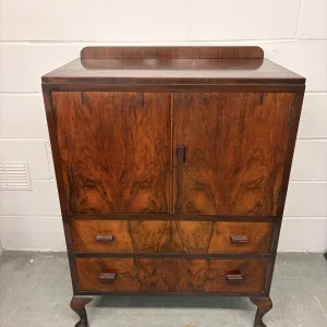 Walnut Veneer, Art Deco style Tallboy Storage Unit