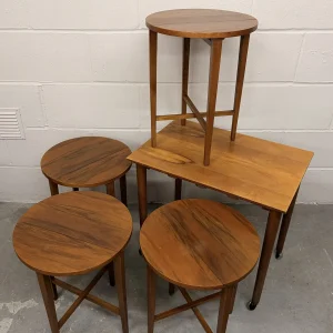 Danish Mid Century Teak 1960 Set Of 5 Nesting Tables By Poul Hundevad