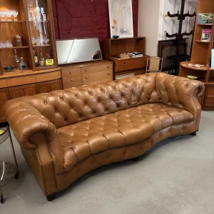 Tan Leather Serpentine Chesterfield 3 Seater Sofa Timothy Oulton